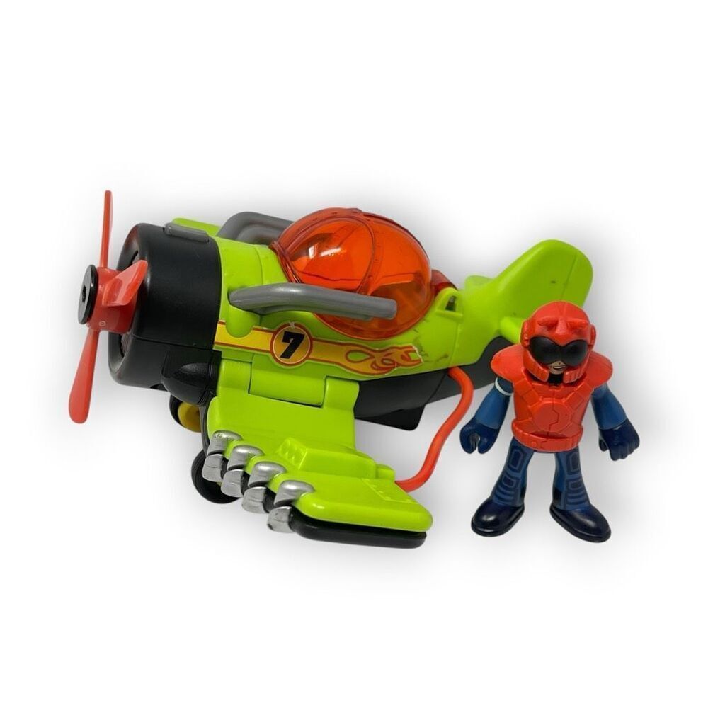 Imaginext Sky Racers Sea Stinger Toy Plane Fisher Price 2010 With Pilot Airplane